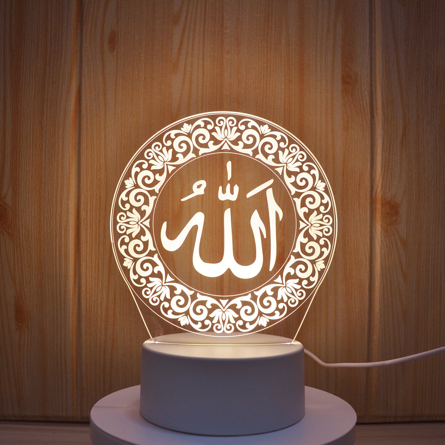 Muslim Allah Cheap 3D Illusion Night Lamp Islam Bedside Muhammad Modern Table Lamps Visual Acrylic Decorative Led Night Lights
