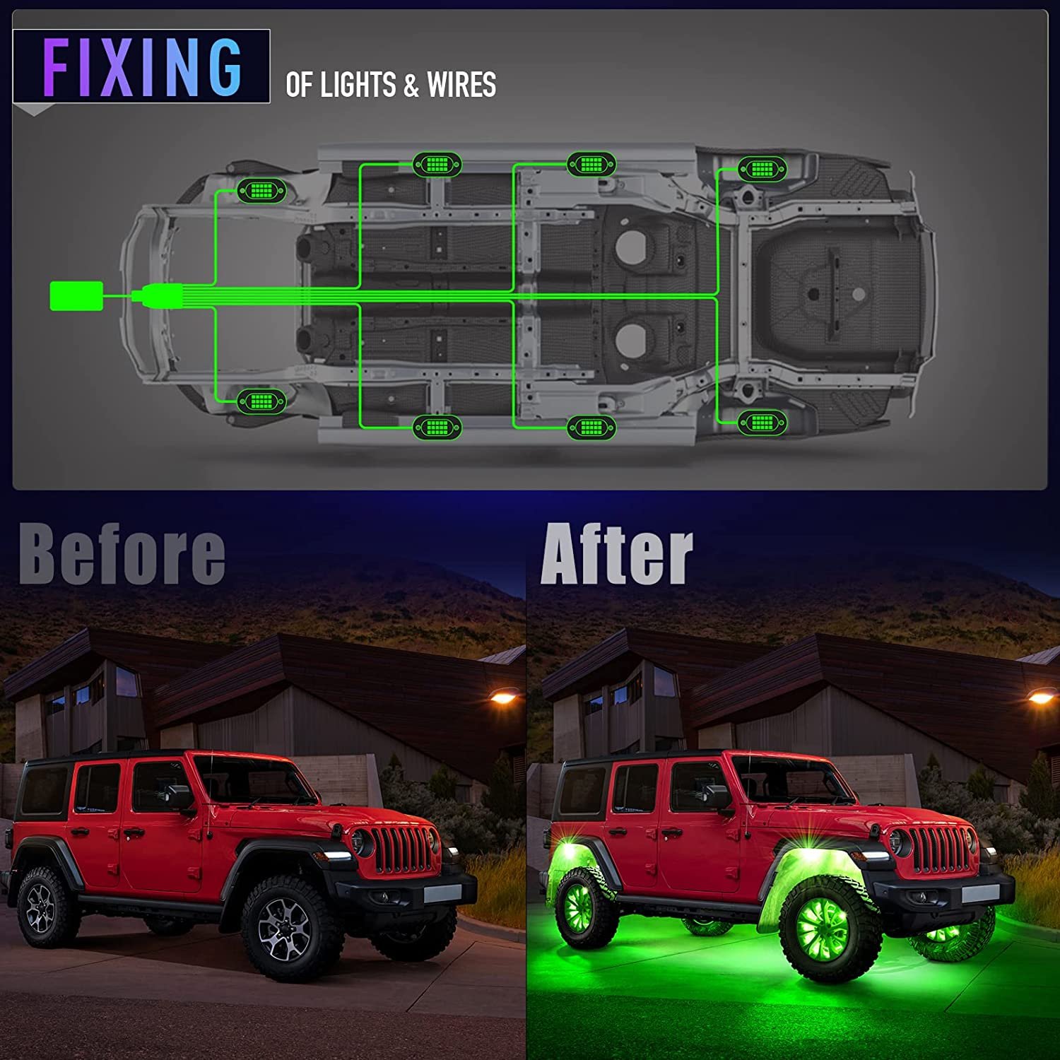 Hot High Quality LED Rock Lights Ultra Bright LED 8 Pods Waterproof Under Glow Neon Light Kits for Car Truck SUV Off-road Boat