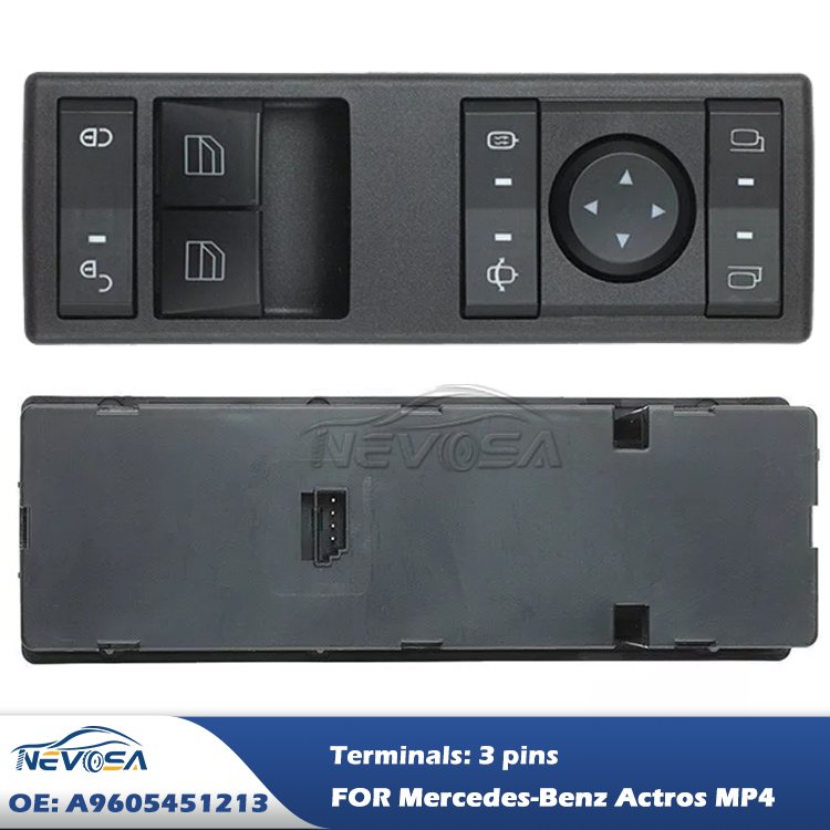 Nevosa A9605451213 9605451213 4 Pins Orange Light Front Left Power Window Switch Suitable for Mercedes-Benz Actros MP4