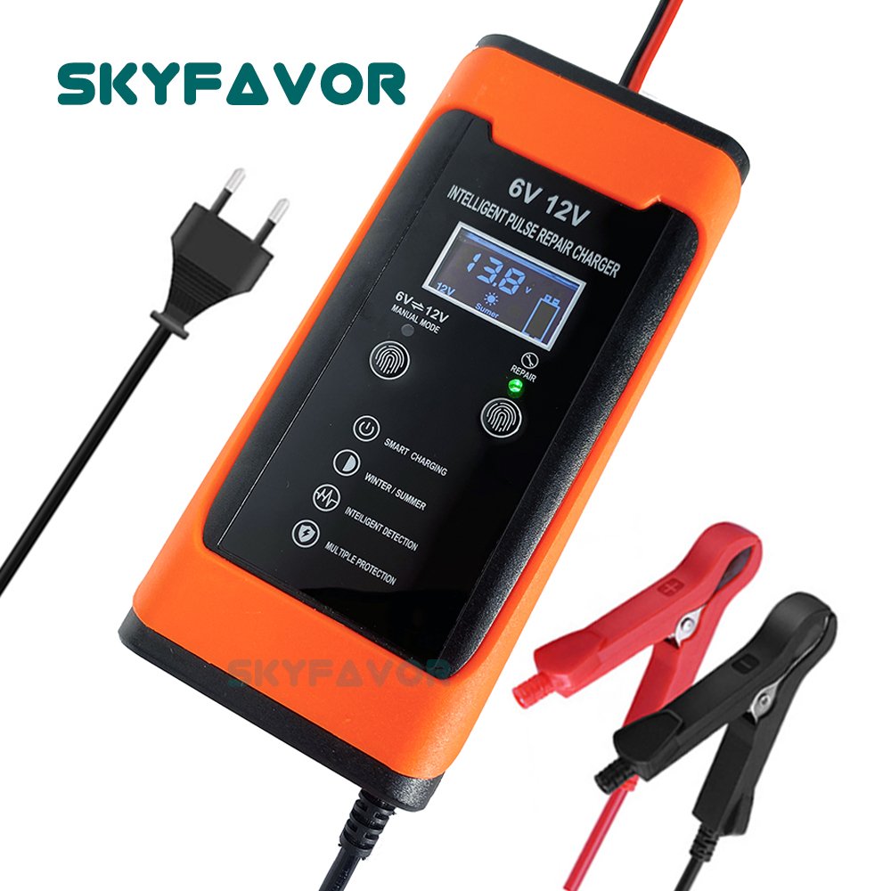 Smart Fast 6V 12V Battery Charger 12V 6V 6A Maintenance-free Deep Cycle Lead Acid Pulse Repair Motorcycle Car Battery Charger