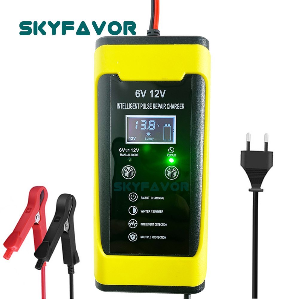 Smart Fast 6V 12V Battery Charger 12V 6V 6A Maintenance-free Deep Cycle Lead Acid Pulse Repair Motorcycle Car Battery Charger