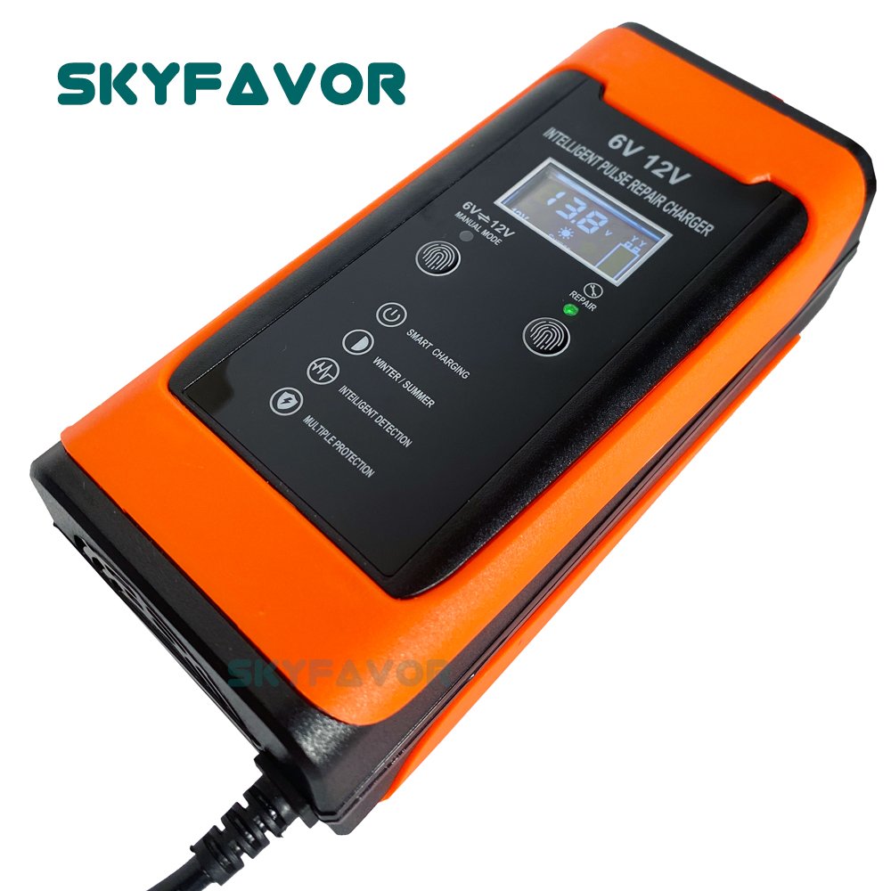 Smart Fast 6V 12V Battery Charger 12V 6V 6A Maintenance-free Deep Cycle Lead Acid Pulse Repair Motorcycle Car Battery Charger