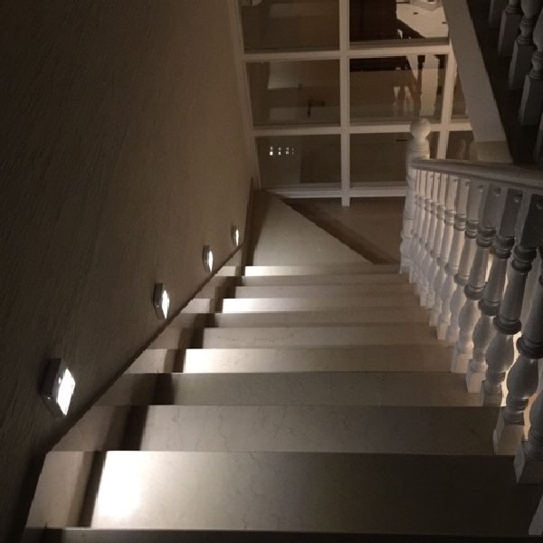 Square Sensor Recessed LED Stair Light Indoor Corner Wall Lights Stairs Step Stairway Hallway Staircase Lamp