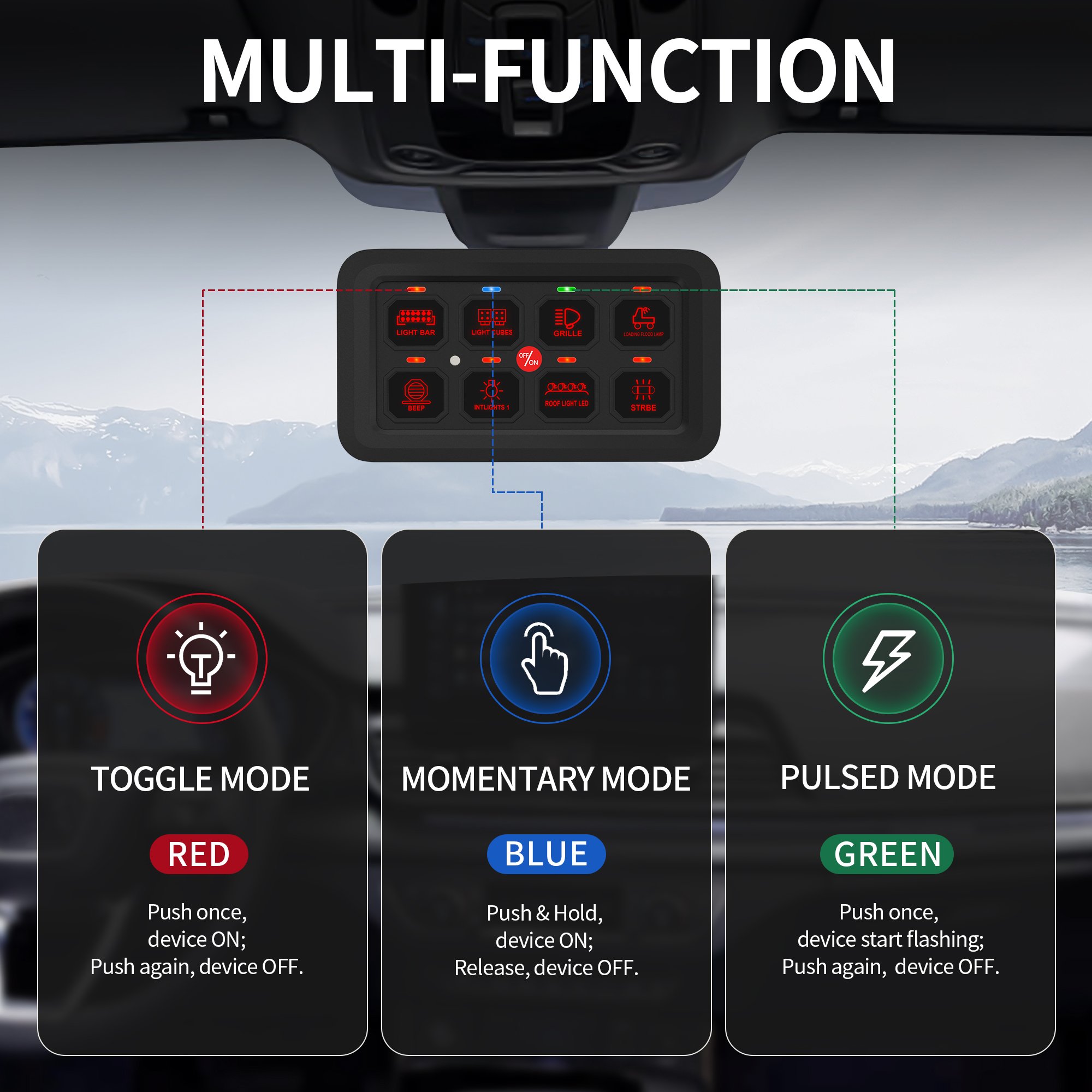 Electronic 8 Gang Led Switch Panel Control Box Auto Ignition Switch Panel RGB Switch Panel Circuit Control Relay System Box
