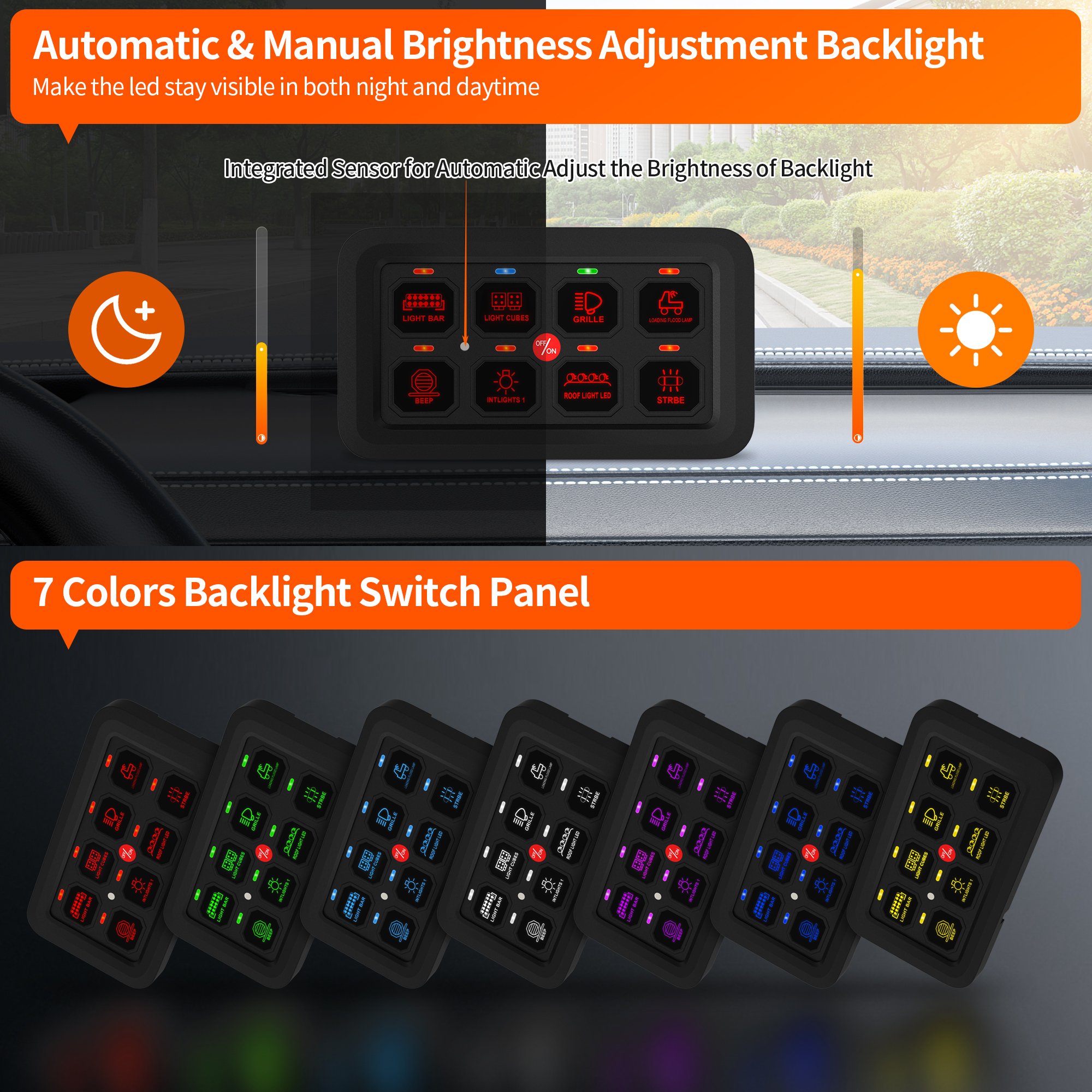 Electronic 8 Gang Led Switch Panel Control Box Auto Ignition Switch Panel RGB Switch Panel Circuit Control Relay System Box