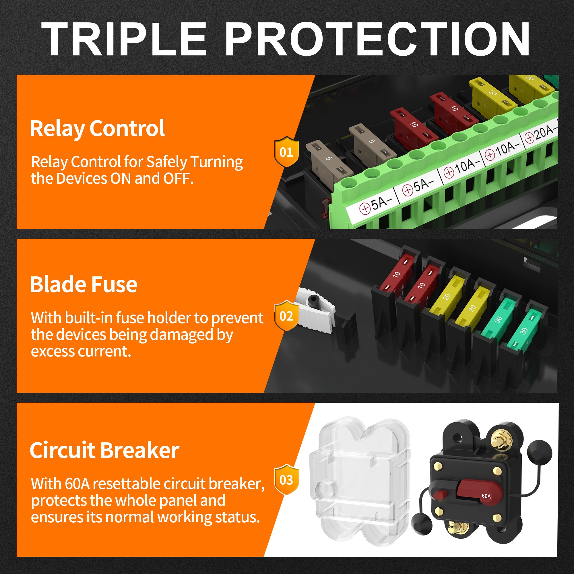Electronic 8 Gang Led Switch Panel Control Box Auto Ignition Switch Panel RGB Switch Panel Circuit Control Relay System Box