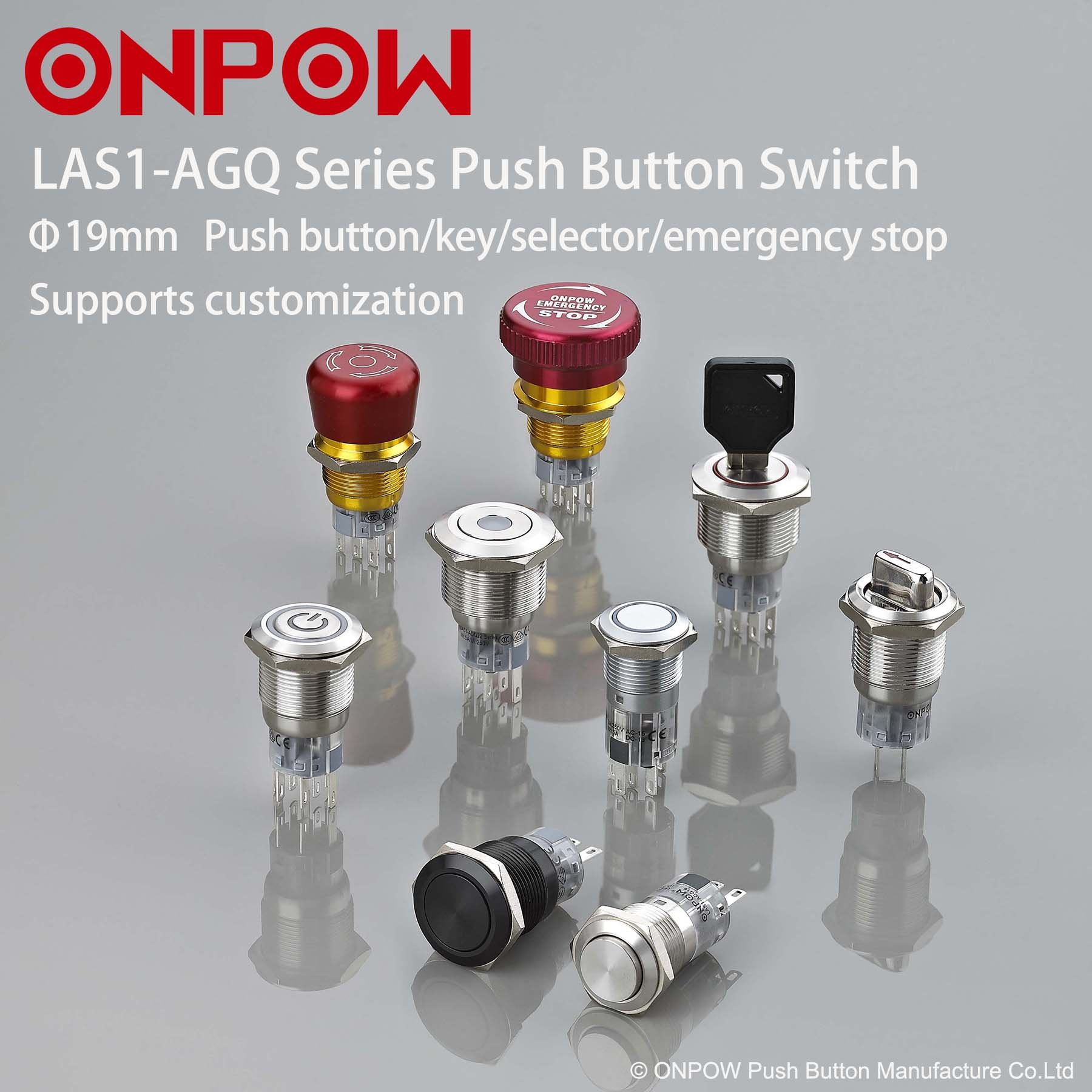 Push Button Switch Factory 12mm 16mm 19mm 22mm Metal Momentary Push Button Switches with Light