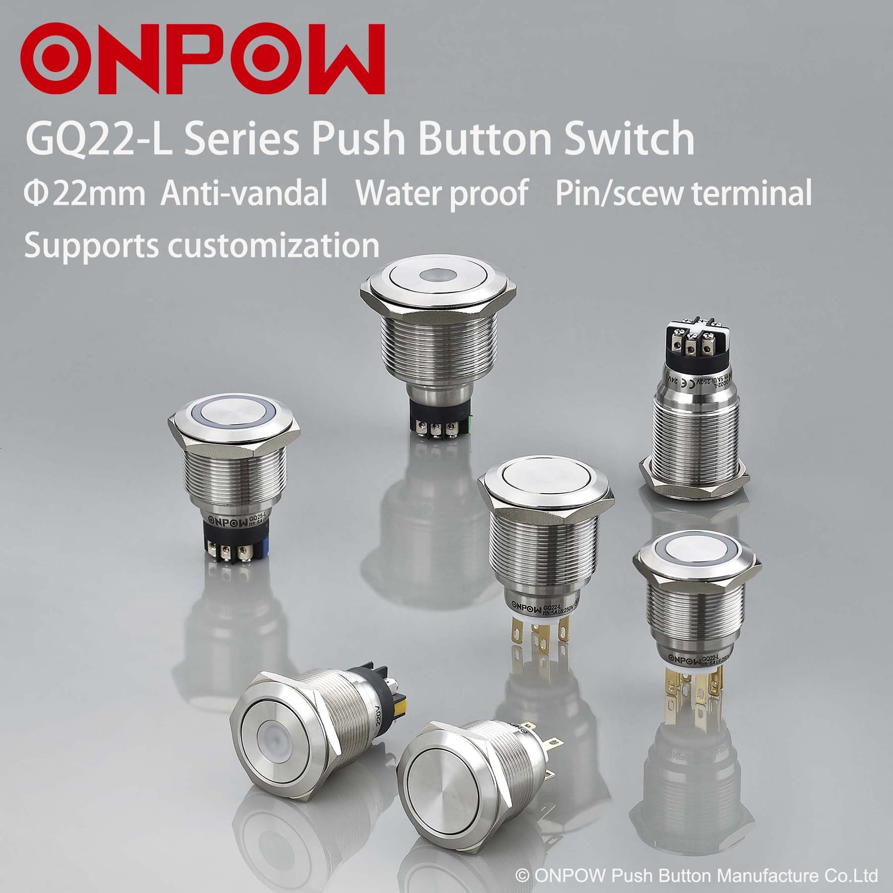 Push Button Switch Factory 12mm 16mm 19mm 22mm Metal Momentary Push Button Switches with Light