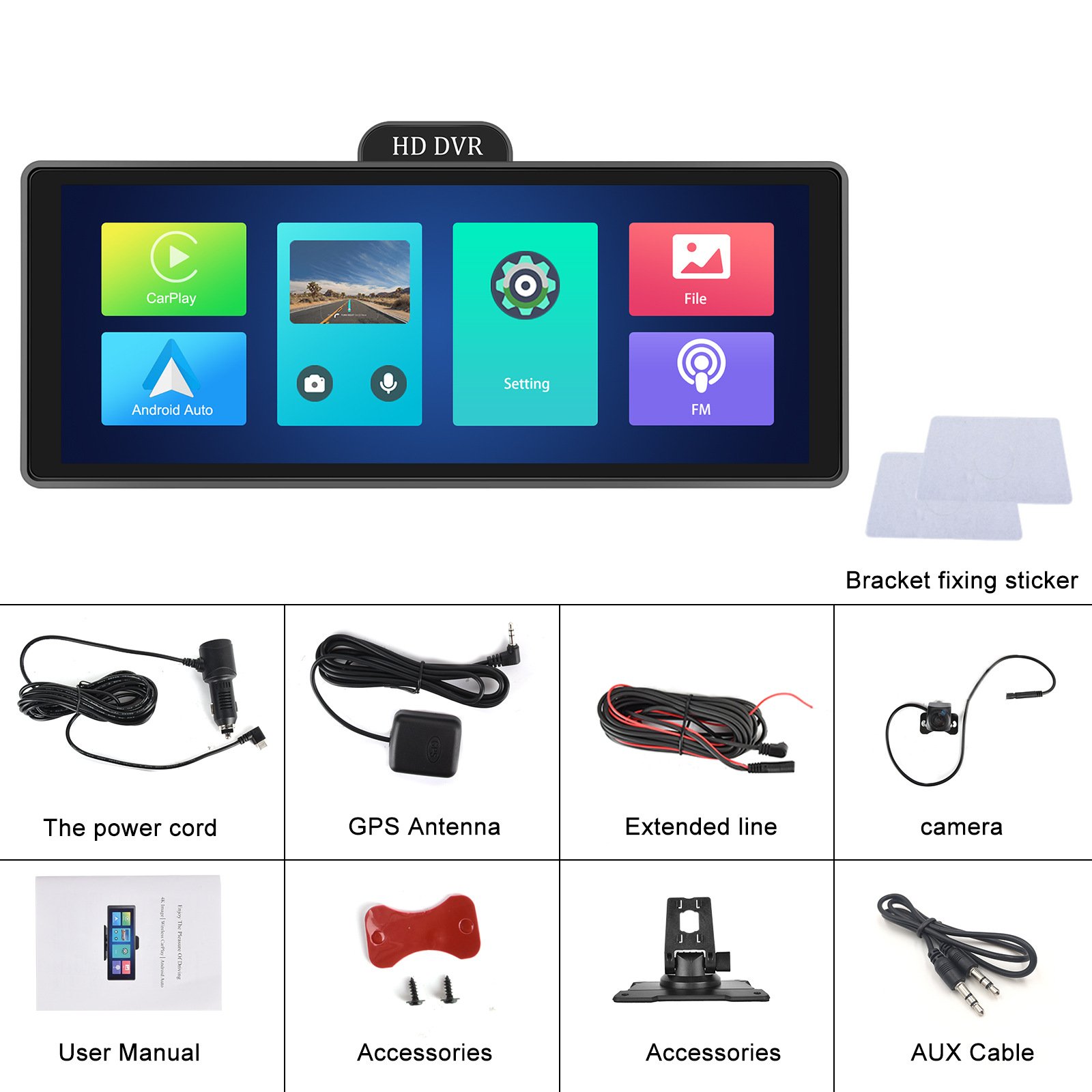 Car CarPlay Wireless Android Auto 10.26'' Touch Screen Car DVD Player With ADAS GPS Driving Track HD Reversing Camera Aid