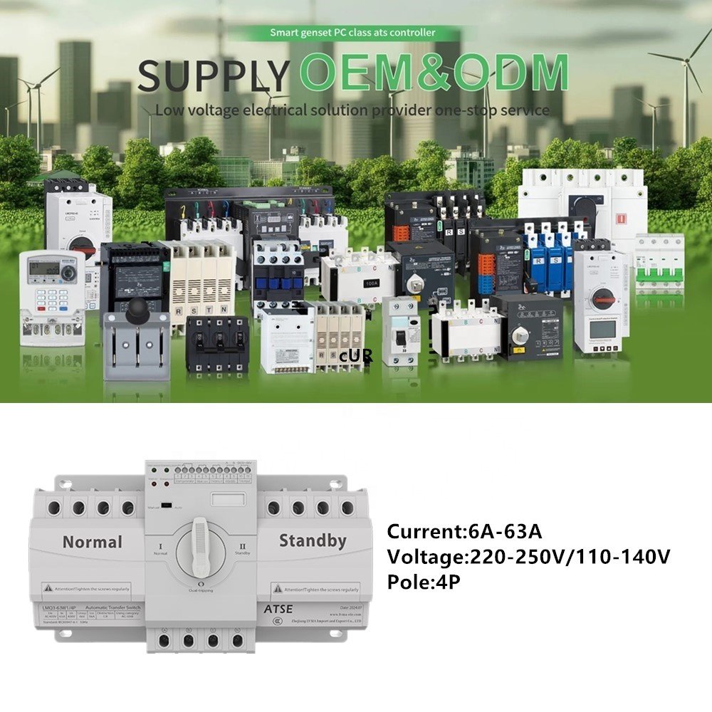 6A 10A 16A 25A 40A 32A 63A ATS Dual Power Supply Low Voltage Products Automatic Transfer Switch Smart Switches