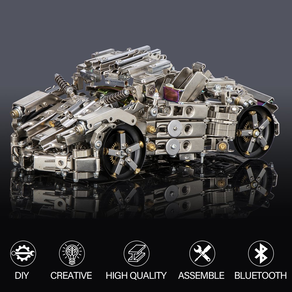 2021 Hot Sales Metal Build with bluetooth Speaker Metal Car Model Kits DIY 3D Metal Puzzle
