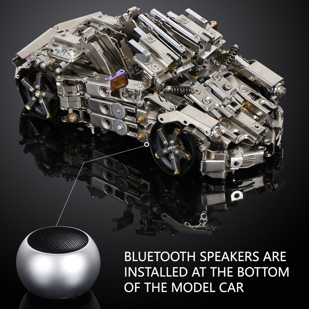 2021 Hot Sales Metal Build with bluetooth Speaker Metal Car Model Kits DIY 3D Metal Puzzle