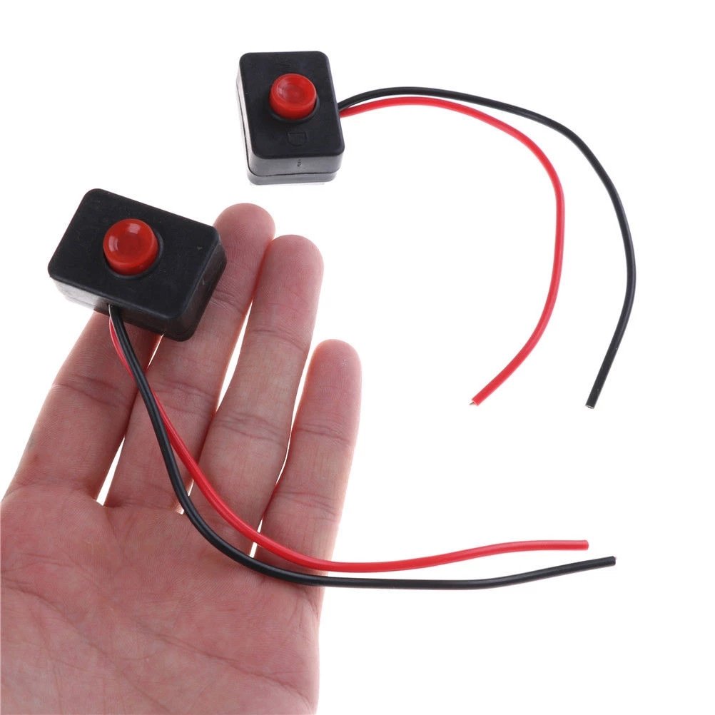 Auto Motorcycle Horn Switch with Line square Sticker Button Electric Reset Switch Red Cover
