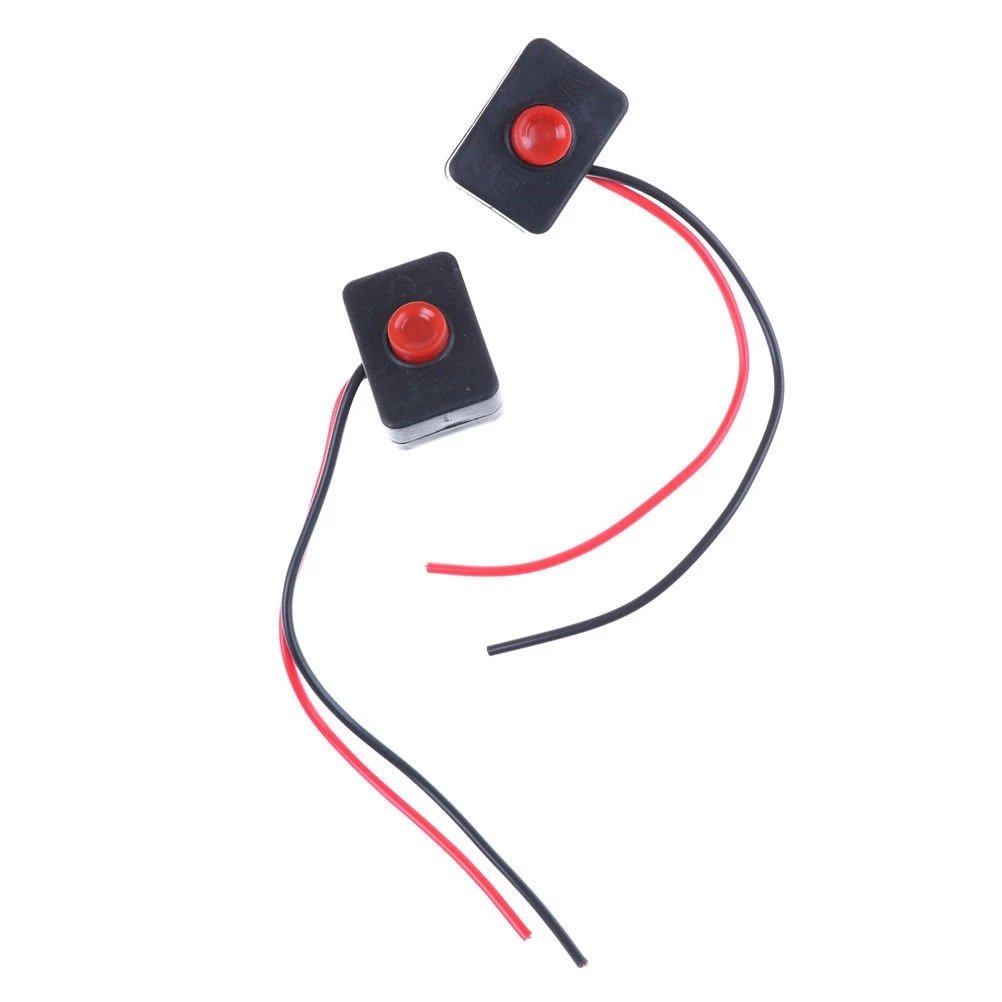 Auto Motorcycle Horn Switch with Line square Sticker Button Electric Reset Switch Red Cover