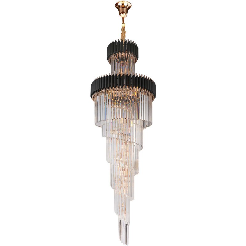 Smoke Gray Crystal Chandelier Deluxe Living Room Lamp Hotel Duplex Building Decorative Stair Long Chandelier