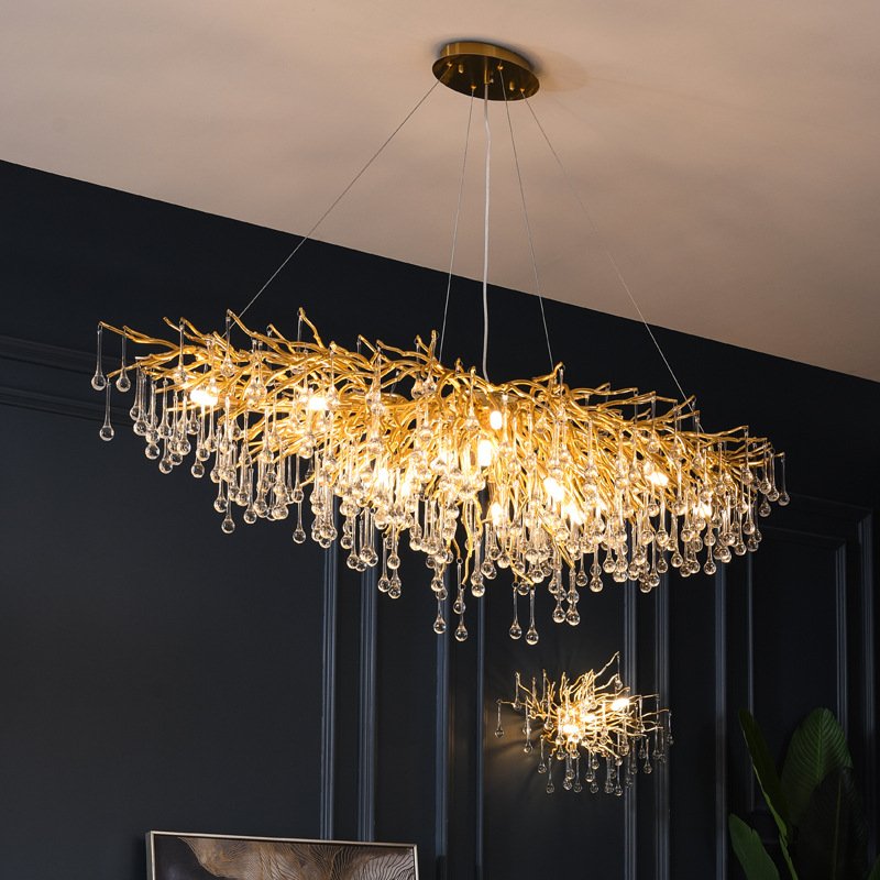 Luxury Modern Factory Simple Villa Dinner Room Hanging Led Restaurant Hotel Crystal Chandelier Lightshanging Lamp