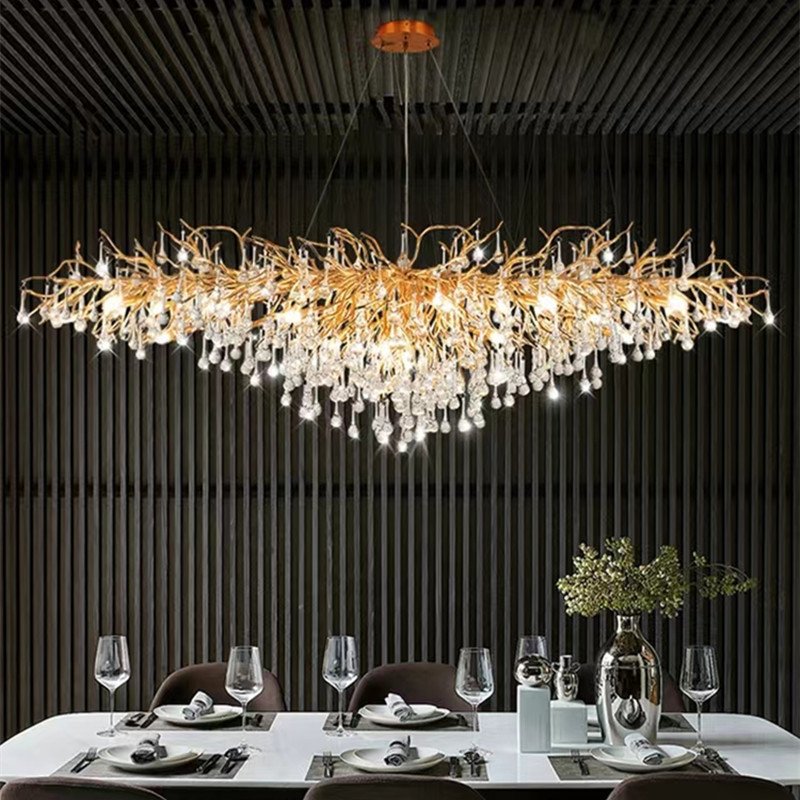 Luxury Modern Factory Simple Villa Dinner Room Hanging Led Restaurant Hotel Crystal Chandelier Lightshanging Lamp