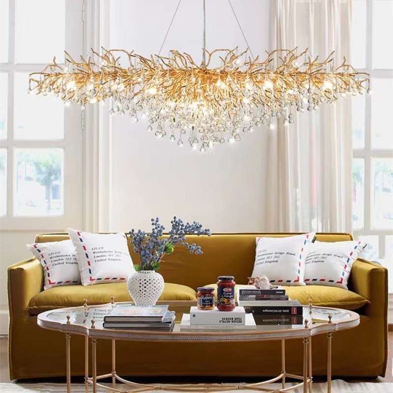 Luxury Modern Factory Simple Villa Dinner Room Hanging Led Restaurant Hotel Crystal Chandelier Lightshanging Lamp