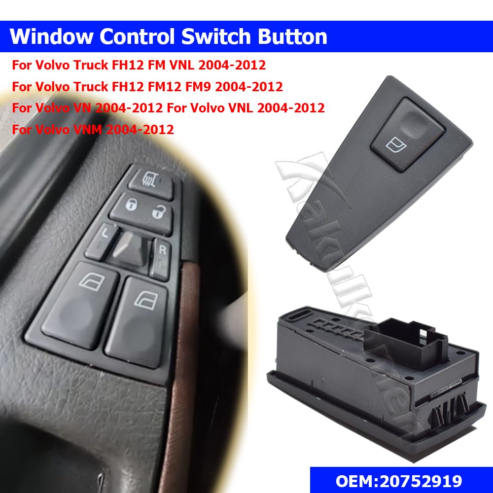 New Plastic Power Window Switch Control Button For Volvo Truck FH12 FM VNL 20953592 20752919 21543901 20752913 Passenger