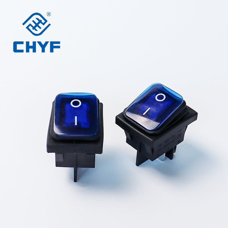 KCD4 Rocker Switch 12V Waterproof Toggle Switch SPST 3 Pin ON/Off Blue LED Lighted with Pre-soldered Wires for Car Auto Boat