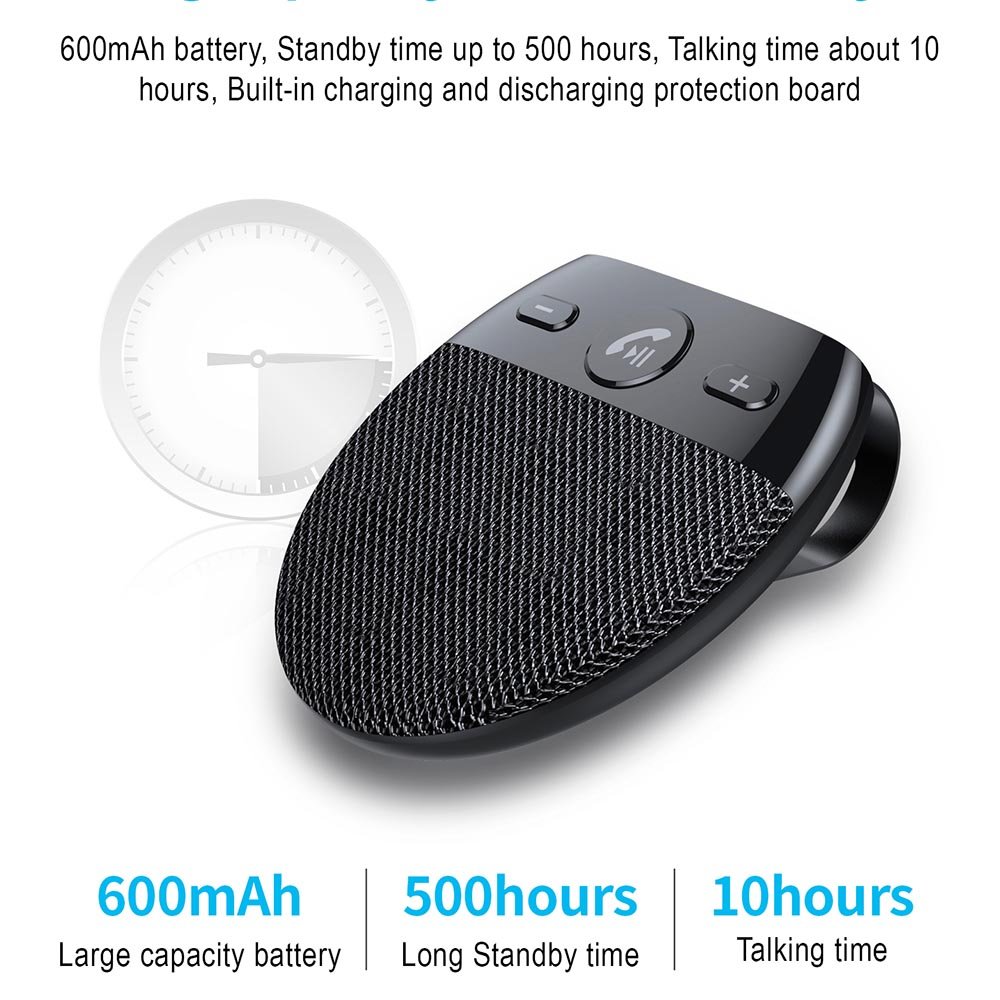 Bluetooth-compatible Car Phone Sun Visor Hands Free Speakerphone with USB Car Speaker Handsfree Car Kit Auto Power on