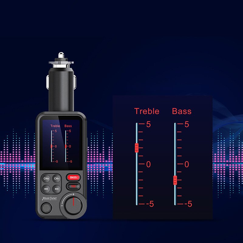 2024 amazon Car Wireless Bt FM Transmitter Receiver Radio Adapter Charging Treble Bass Sound Mp3 Player QC3.0 USB Quick Charger
