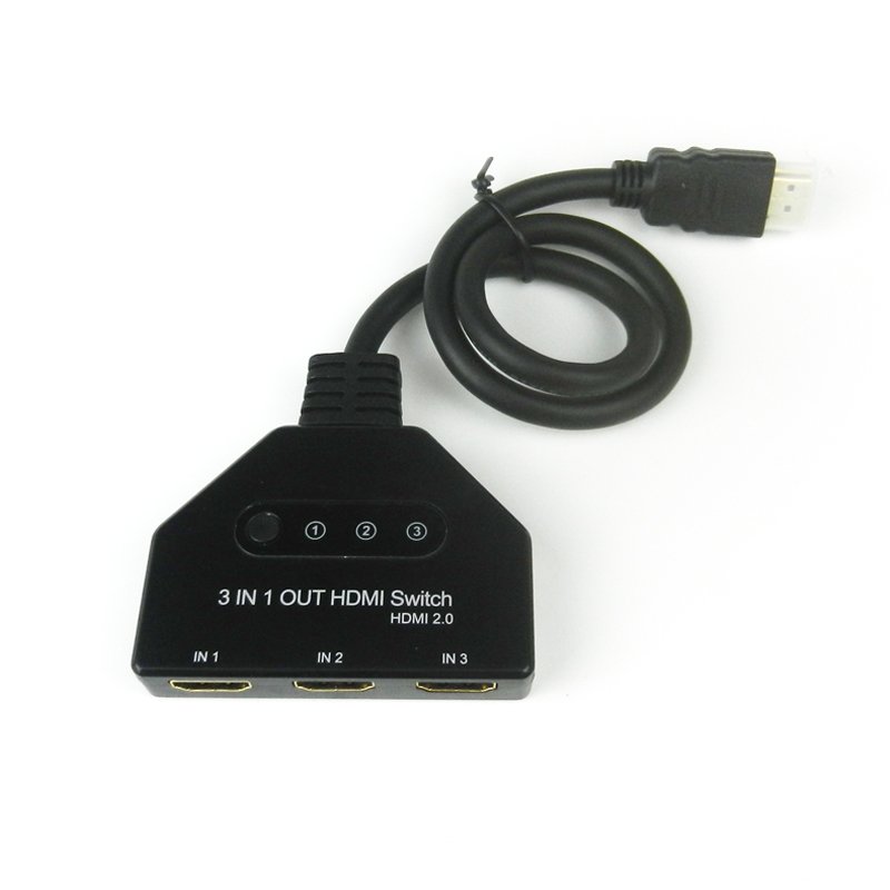 4K 3 Port HDMI Switch 3x1 1080P 3D HDMI Auto Switch 3 in 1 Out Pigtail Converter Out Pigtail Cable for DVD HDTV Xbox PS3 PS4