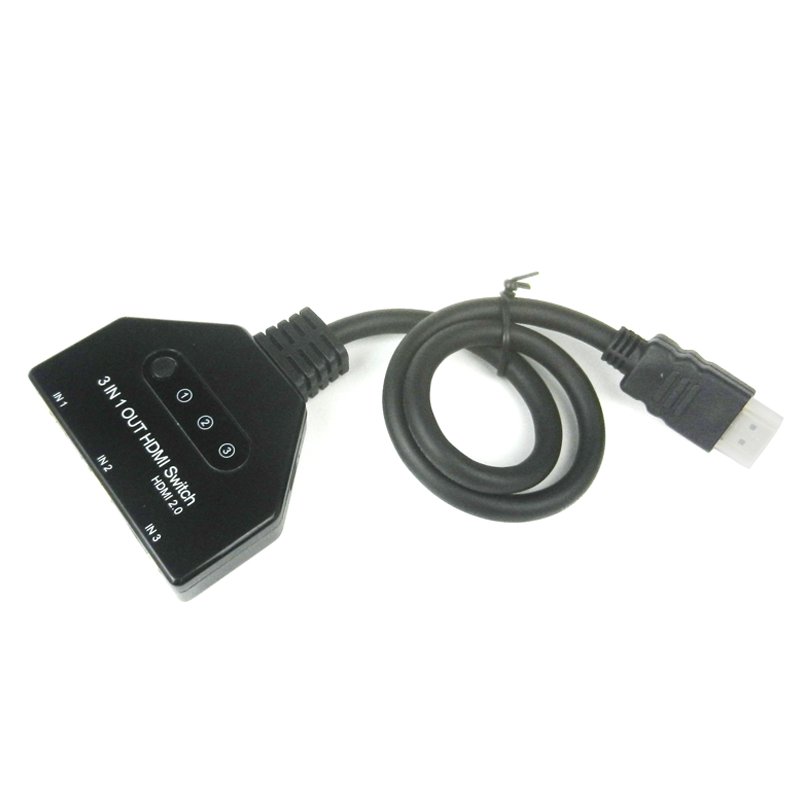4K 3 Port HDMI Switch 3x1 1080P 3D HDMI Auto Switch 3 in 1 Out Pigtail Converter Out Pigtail Cable for DVD HDTV Xbox PS3 PS4