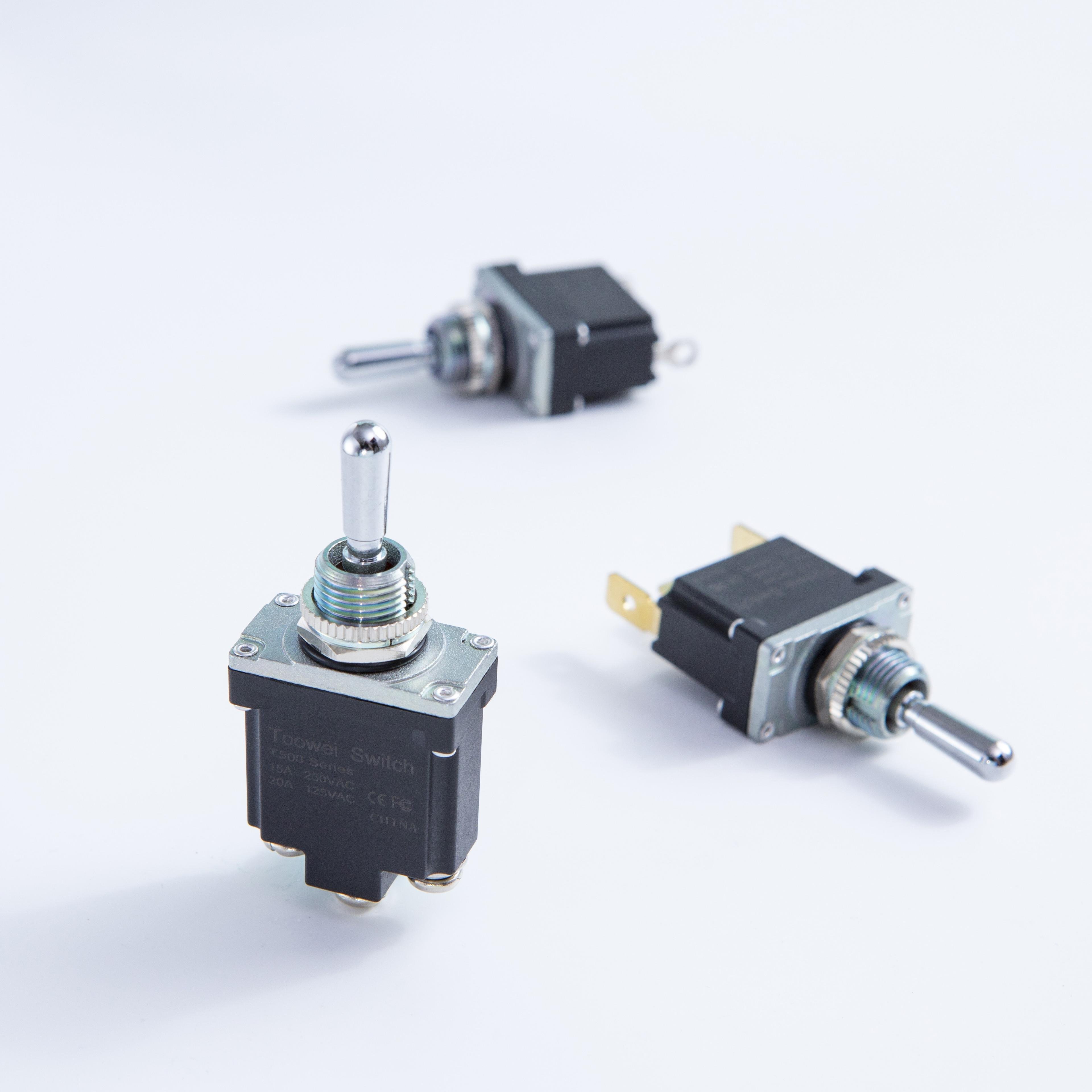 Toowei 12mm T501CL Screw Internal thread Terminal Single Pole ON-OFF-ON Toggle Switch Auto locking Toggle Switches