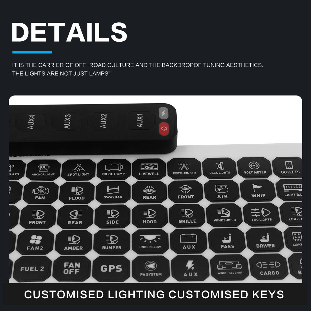 Hotto Hts6 Gang Generator Mains Trucks Transfer Switch Control Panel for 4x4 Switches Panels Auxiliary Led Spotlight