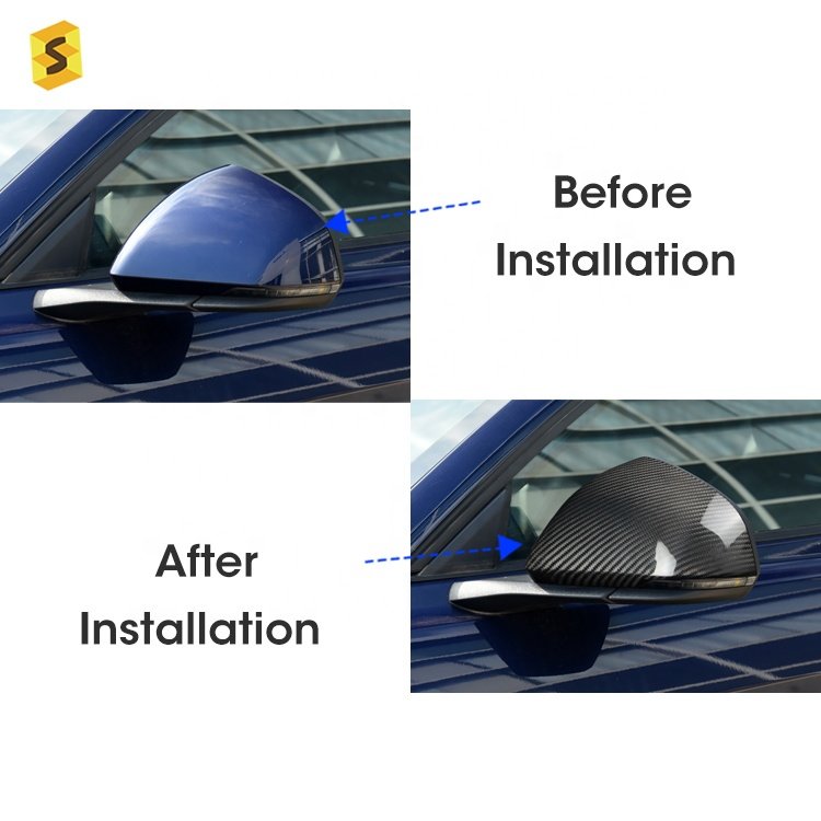Real Carbon Fiber Car Real Mirror Accessories Decoration Car Body Kit Carbon Fiber Rear View Mirror Cover for Mustang 2015 2018