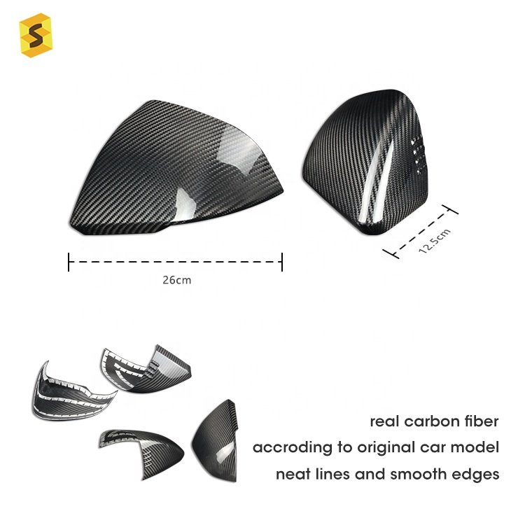 Real Carbon Fiber Car Real Mirror Accessories Decoration Car Body Kit Carbon Fiber Rear View Mirror Cover for Mustang 2015 2018