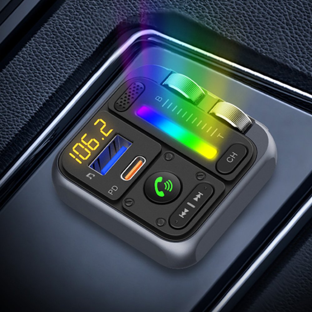 New BT5.3 FM Transmitter PD 30W Fast Charge Bluetooth Car Kit Adjust Bass Treble Car Bluetooth FM Transmitter