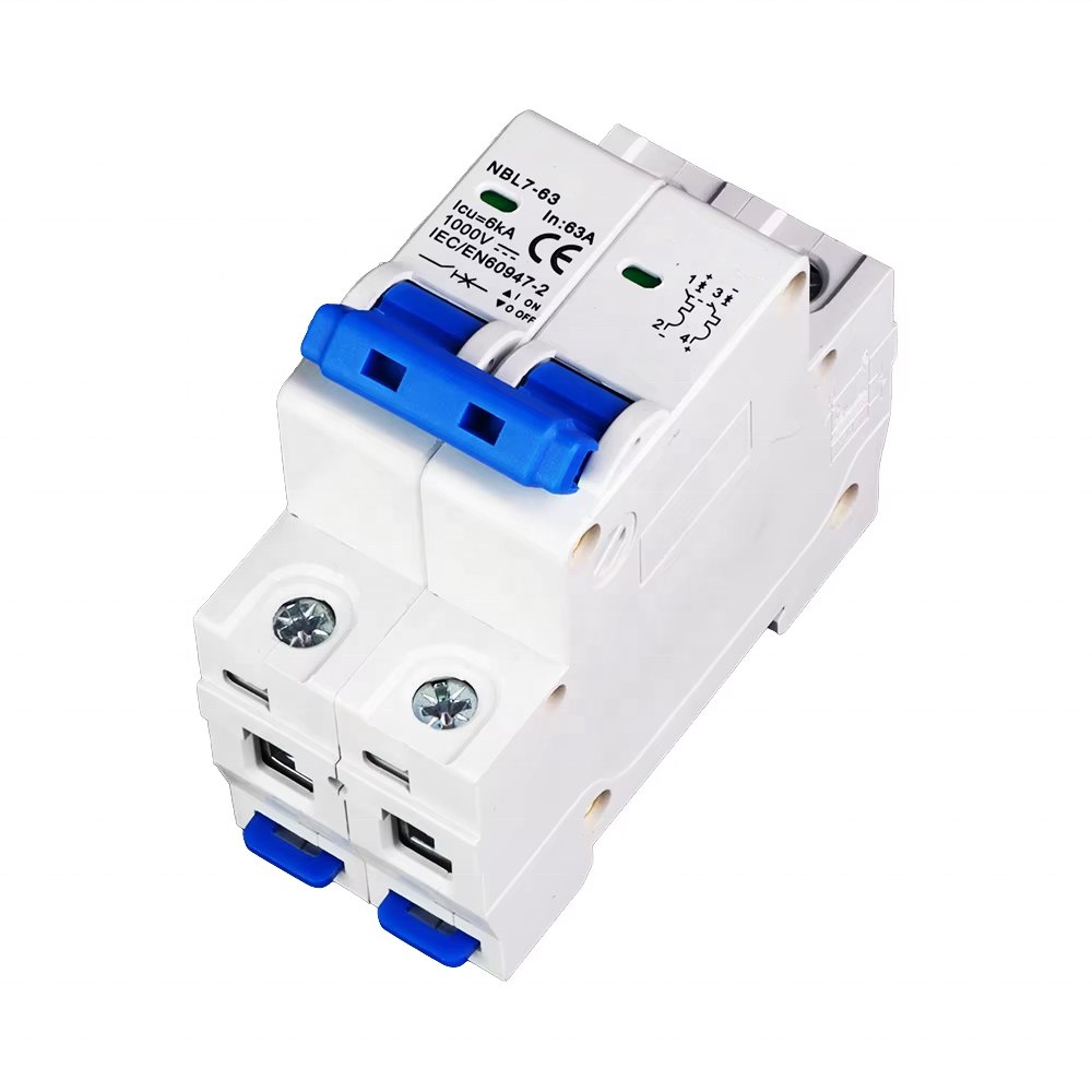 Smart Solar DC 10ka Miniature Circuit Breaker 2 Pole Contactor with GFCI MCB Din Rail Enclosure DZ47 for Solar Energy Systems