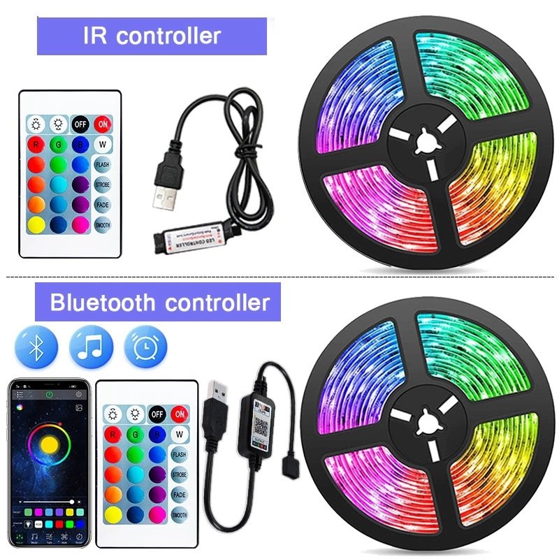 USB RGB LED Strip Light 8mm 60LEDs 5V SMD 5050 Smart APP Control Bluetooth Flexible Ribbon LED Tape Computer TV Backlight