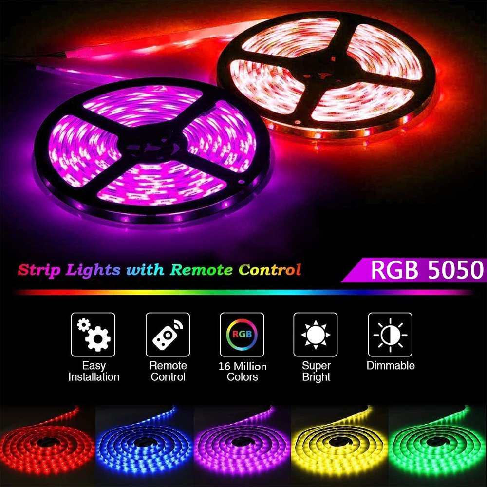 USB RGB LED Strip Light 8mm 60LEDs 5V SMD 5050 Smart APP Control Bluetooth Flexible Ribbon LED Tape Computer TV Backlight