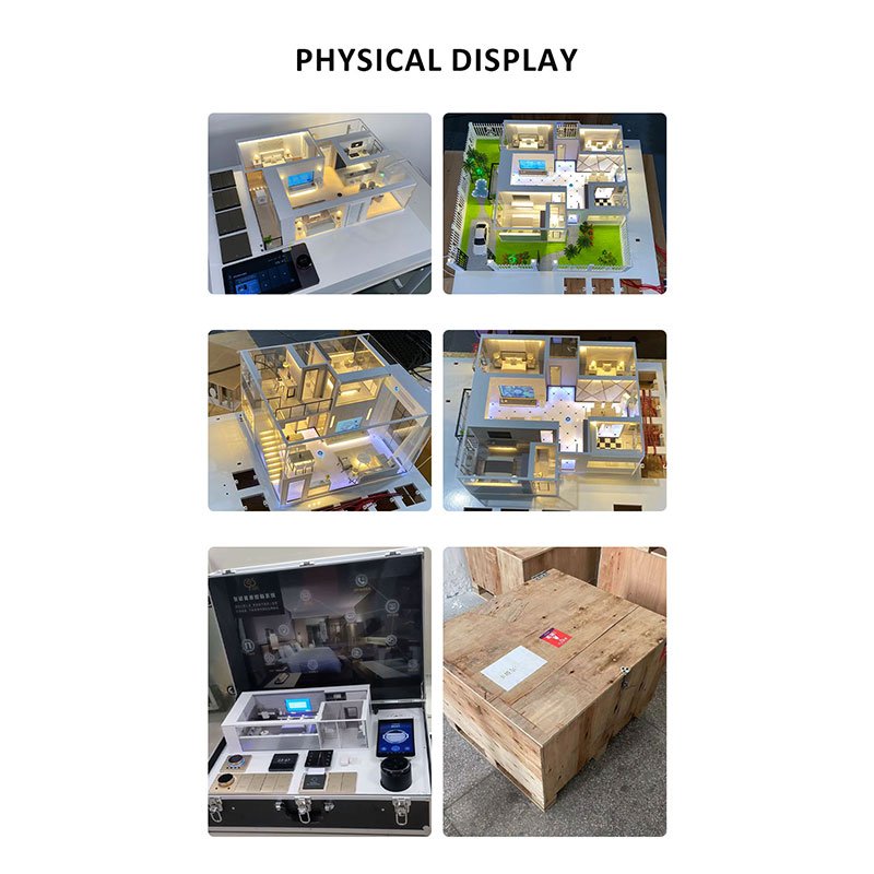 Smart Display House ModelTwo-Floor Villa with Lawn/Tree/Car Decoration, Supporting RGB Lighting/AC/TV/Curtain Control