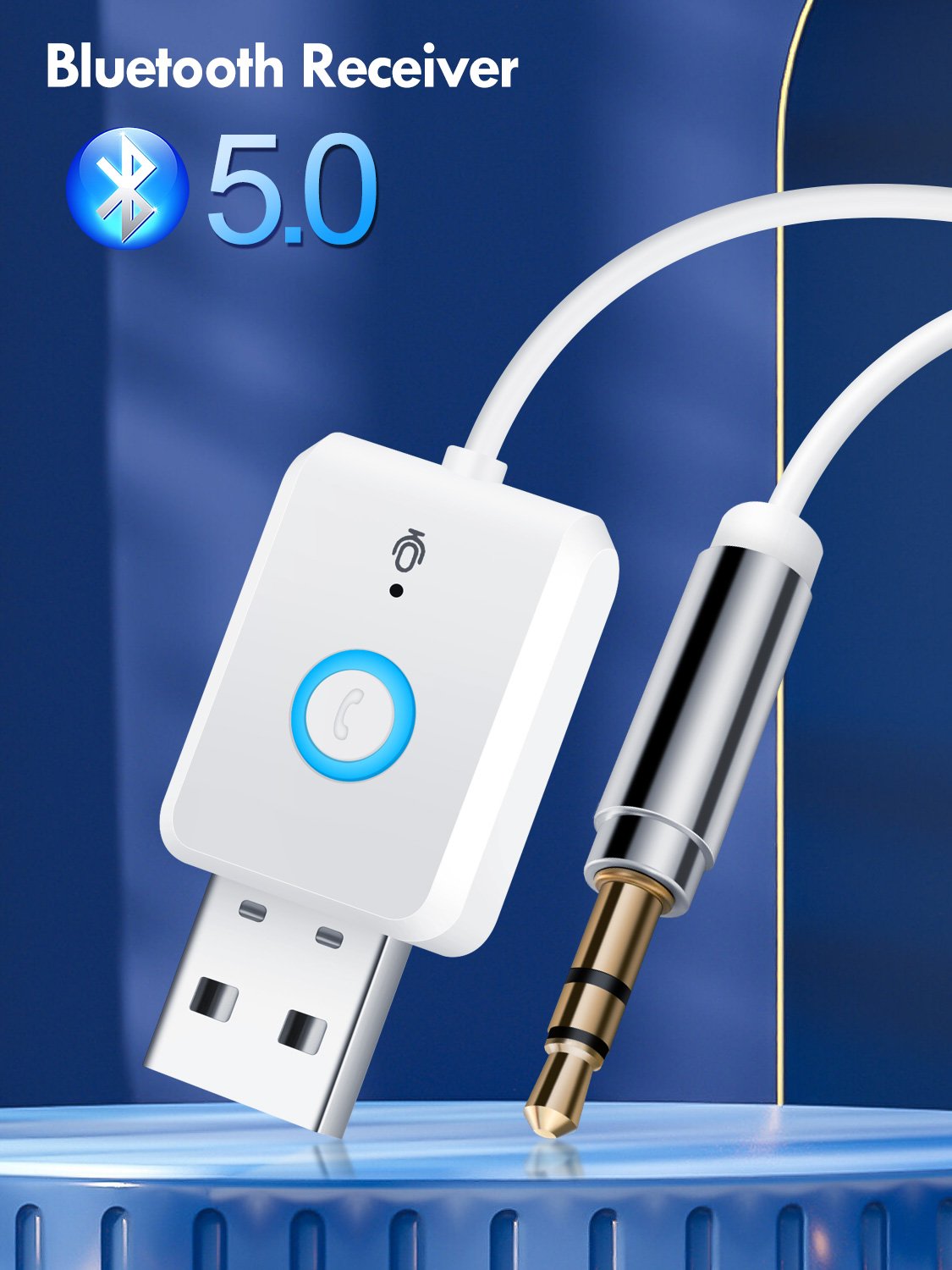 RT08 Blue-tooth Receiver Car Kit 3.5mm to USB Jack 2 Device AUX Audio Auto MP3 Music Dongle Adapter Audio Car Transmitter