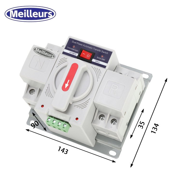 Single Phase Din Rail AC 63A ATS Dual Power Automatic Transfer Electrical Selector Switches PV Solar Inverter Change Over Switch