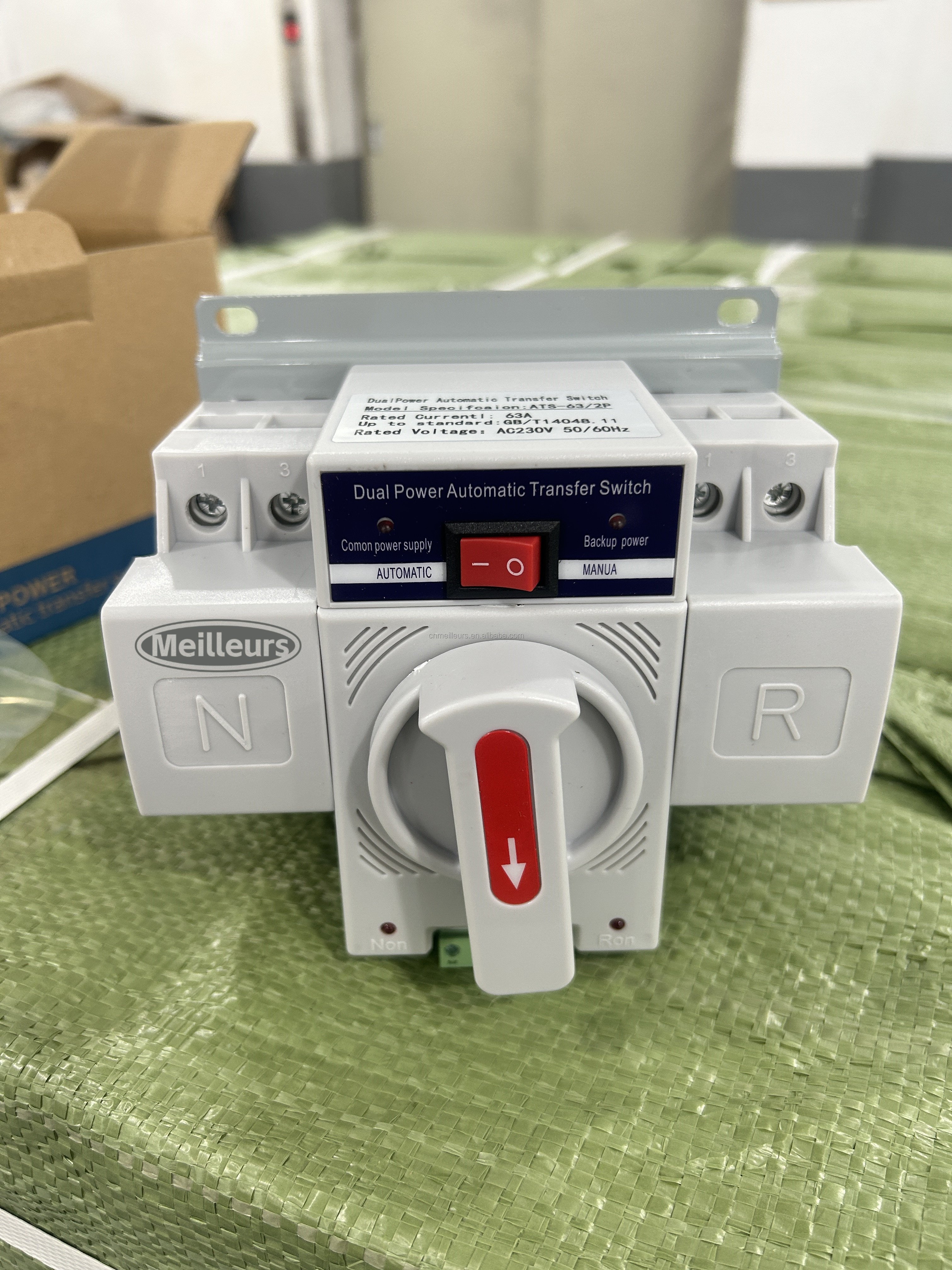 Single Phase Din Rail AC 63A ATS Dual Power Automatic Transfer Electrical Selector Switches PV Solar Inverter Change Over Switch
