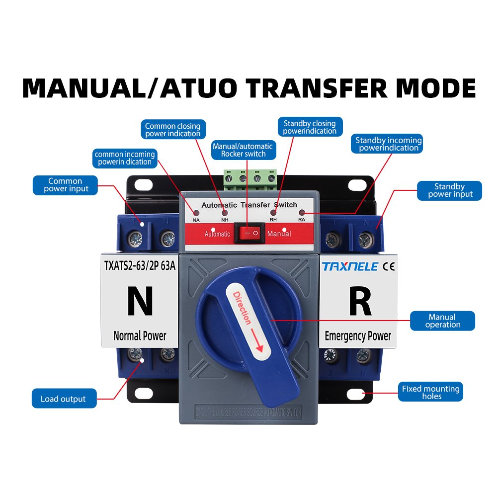 ATS 2P 4P 63A 230V 380V Micro Circuit Breaker Dual Power Automatic Transfer Switch Auto Transfer Switch