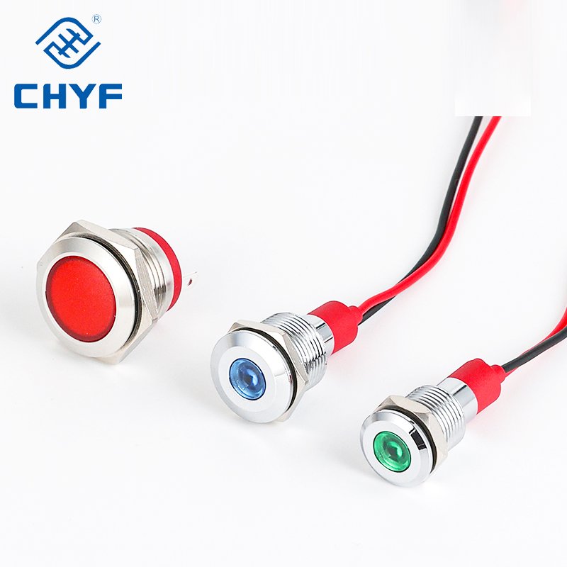 10mm 24V 110V 220V Red Blue Green LED Metal Signal Light IP65 IK08 Pilot Lamp Auto Industrial Indicator LED Lighting Lamp