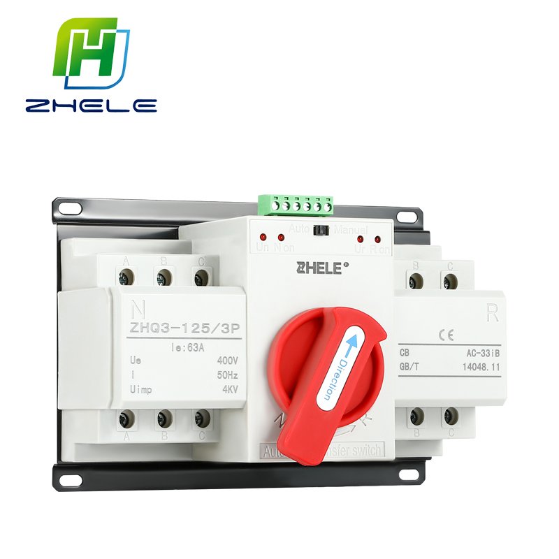 230V 400V AC 63A 80A 100A 125A 2P 3P 4P Single Phase ATS Dual Power Automatic Transfer Switch for Generator for Solar