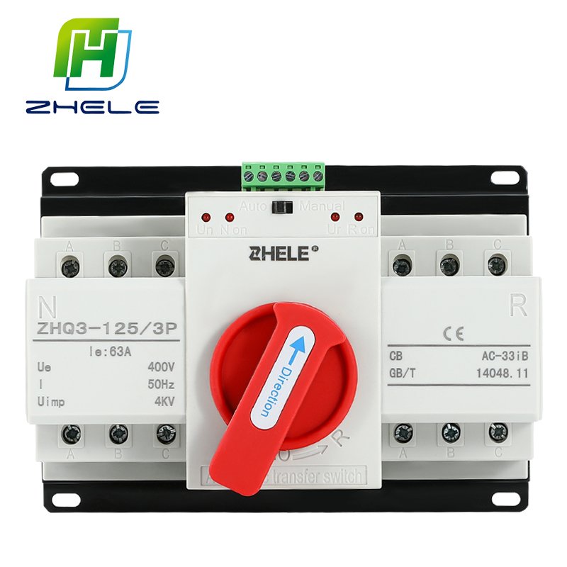 230V 400V AC 63A 80A 100A 125A 2P 3P 4P Single Phase ATS Dual Power Automatic Transfer Switch for Generator for Solar