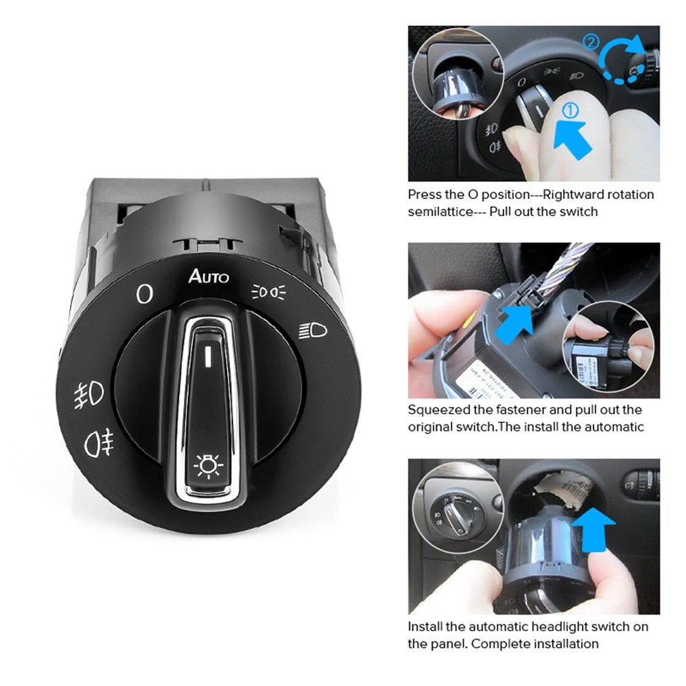Car Auto Headlight Chrome Switch Plug for VW Polo Golf 4 Jetta MK4 Passat B5 Polo Fog Lamp Knob Switch Headlight Control Switch