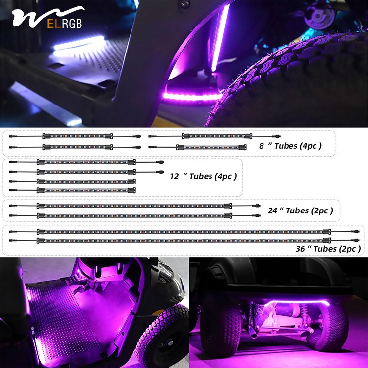 Golf Cart LED Light Strip Trim Neon Kit with Wheel Wells and Interior Lights for EZGO Yamaha Club Cars