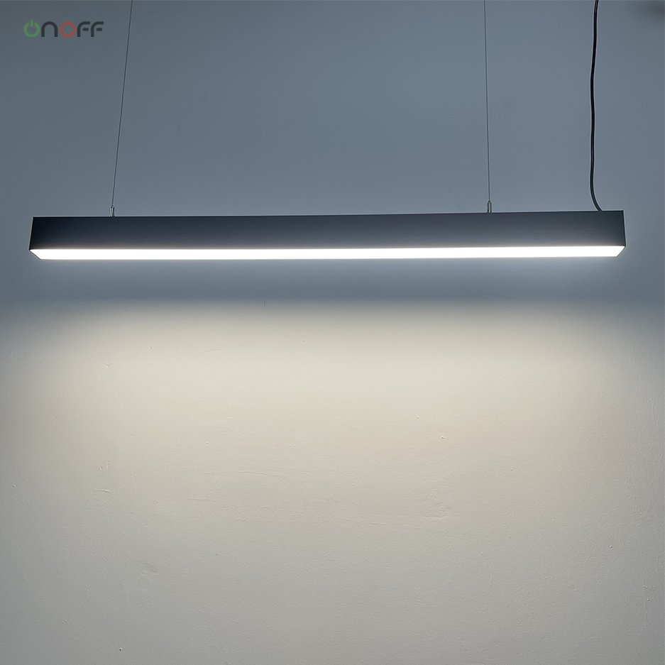 50mm Diffuser Linear LED Pendant Lamp Black White Housing 4FT 1.2M Suspended Led Ceiling Light