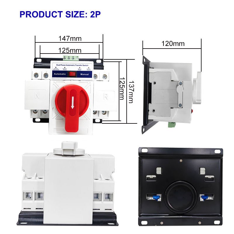 Beiyi Mini Dual Power Auto Change Over Switches 2P 32A 63AMP Automatic Load Transfer Switch