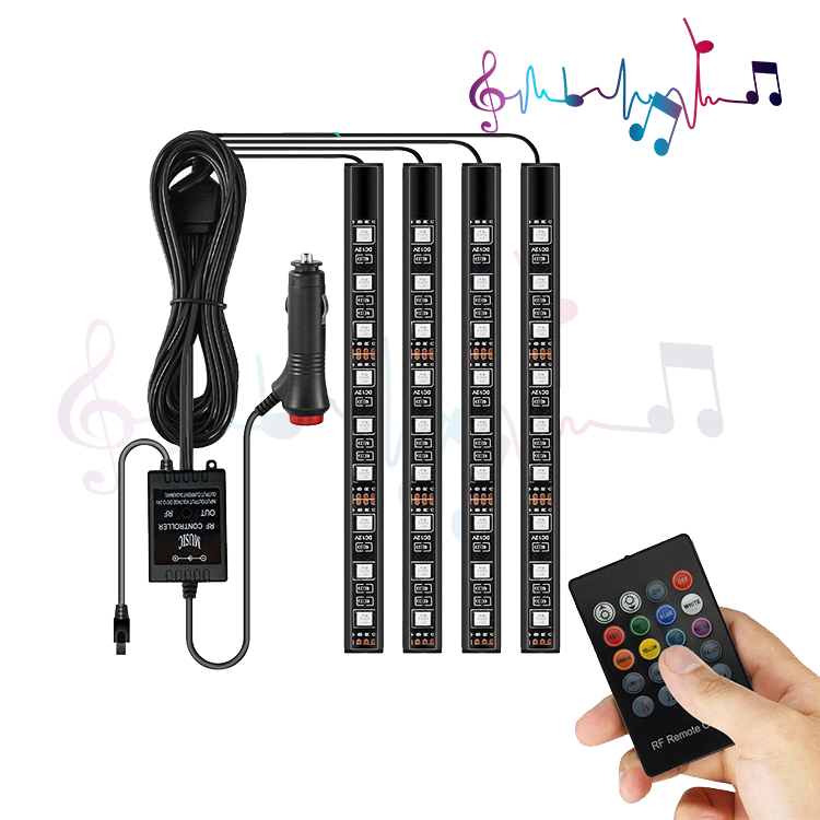 Hot Sale RGB Bluetooth Control Car Interior Led Strip Light Automatic Atmosphere Light Dimming Lighting Strip Kit