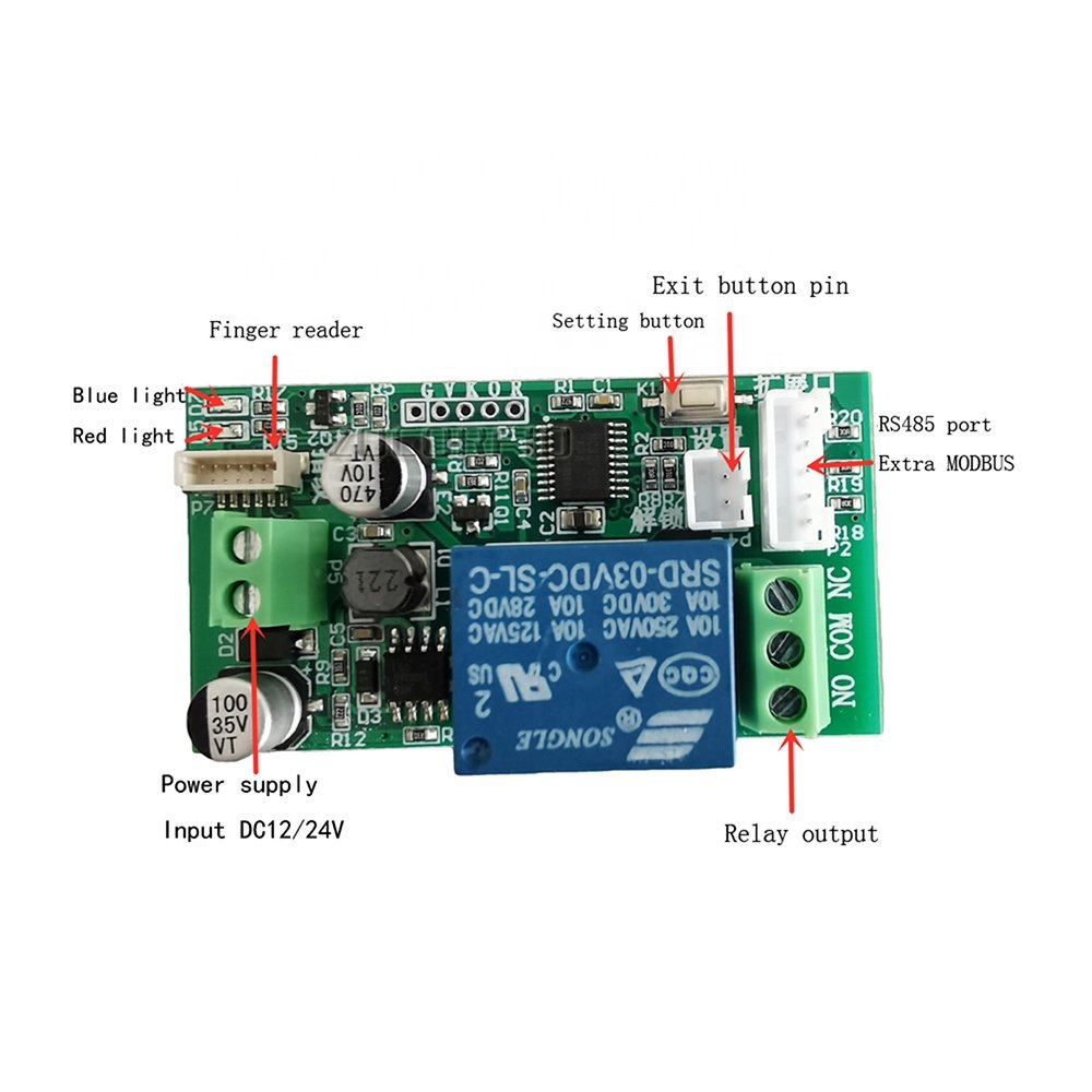 Taidacent D100 Fingerprint Control Board Modified Fingerprint Identification Module MODBUS Access Control Relay Switch